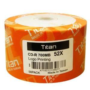 Titan CD R 52X, Duplication Grade, Logo on White Top CDR Blank Media 