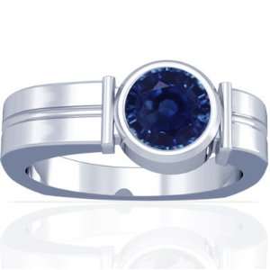   Platinum Round Cut Blue Sapphire Mens Ring (GIA Certificate) Jewelry