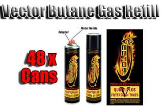 48 Cans) 10.6 oz Vector Quintuplus Premium 5x Filtered Butane Gas 