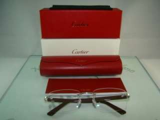   CARTIER Platinum Rimless BLACK BROWN T8100857 Eyeglasses Frames S 55