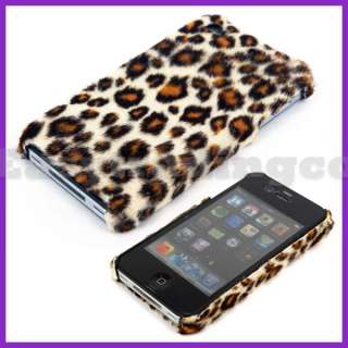 Brown Furry Leopard Back Cover Case for iPhone 4 4G 4th  