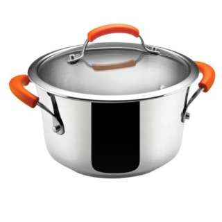 Rachael Ray Stainless Steel Covered Stockport   Orange Handle (4 Qt 