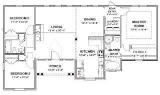 Complete House Plans  1495 sq/ft  3 beds/2 baths  