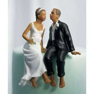   American Whimsical Sitting Bride and Groom Cake Topper