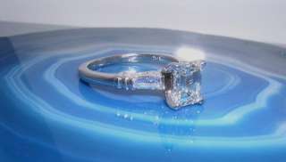   Gold Emerald Cut and Baguette Diamond Ring CERTIFIED EGL USA  