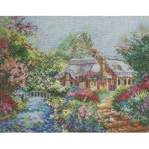  Cross Stitch Kit Cottage by the Lake From Bucilla Heirloom 