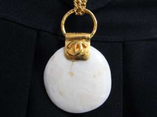 CHANEL rare CC logo vintage jumbo stone gold necklace  