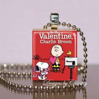 Charlie Brown Snoopy Valentine Hearts Scrabble ♥ Charm Pendant 
