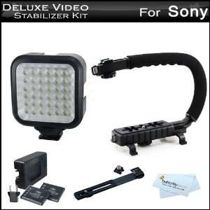   Camcorder Action Stabilizing Handle + Deluxe LED Video Light Kit with