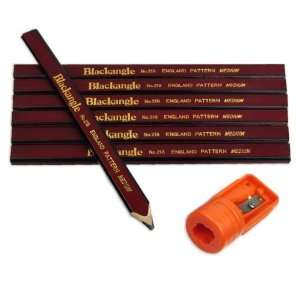  6 Quality Flat Wood Carpenter Pencil & Sharpener Set