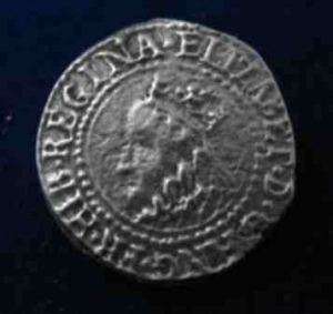 Pewter Button   FIVE Elizabethan Groat Coin Button  