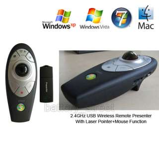 Wireless USB PowerPoint Presenter Laser Pointer Remote+Mouse Function 