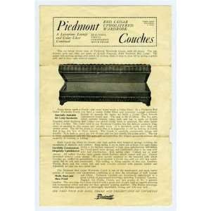 Piedmont Red Cedar Chest & Upholstered Wardrobe Couch Brochure 1930s