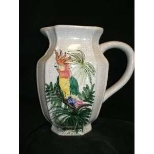 Ceramic Pitcher with Parrot Design