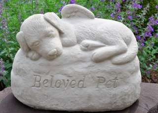 Dog angel statue concrete pet memorial cement beloved monument grave 