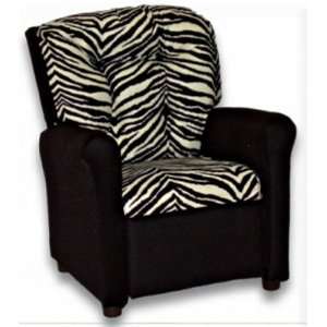 Kids Zebra Print Plush Recliner Chair 