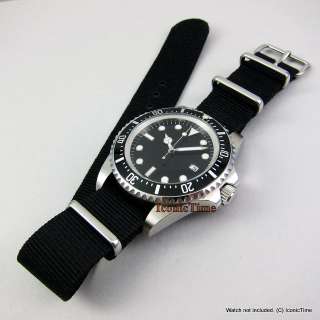 Premium Black Nylon Strap/Band Fits NATO Country Military Issue Watch 