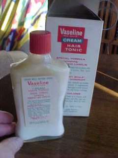 Vaseline Cream Hair TOnic Bottle Box 1950s Cheesebrough Ponds barber 