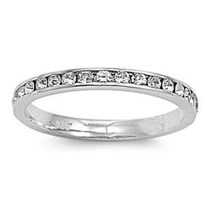 Silver Rings Cubic Zirconia Eternity Band Sterling Silver 925 Size 2 