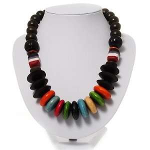  Wood & Resin Chunky Multicoloured Bead Necklace Jewelry