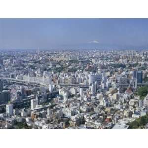 City Skyline with Mount Fuji in the Distance, Tokyo, Honshu, Japan 