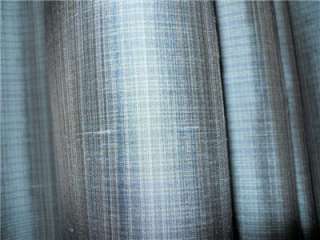   Drapes Blue Finely Woven Striated silk Curtains Drapery Custom PAIR