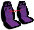 6PC SET PAW PRINTS FRONT CAR SEAT COVERS SWC SBC RVMC blk purple,back 