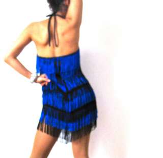 Black Blue Salsa SAMBA Latin FRINGE Swing dance dress  