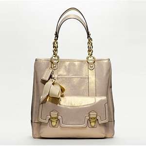  Coach Poppy Pushlock Leather North South Tote 17924 