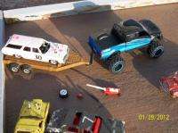 DEMOLITION DERBY CAR 73 PINK CAPRICE WAGON AND FORD F350 SUPERDUTY 4X4 