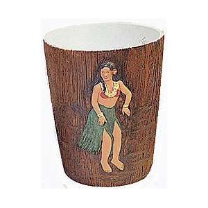  Hula Girl Trash Can Waste Basket Hawaiian Hawaii #40651 