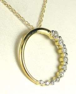   Gold 1/2ctw F VS2 Genuine Diamond Circle Pendant w/18 Chain  