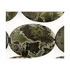  Green Conglomerate Jasper Beads Flat Oval 35x25mm Arts 