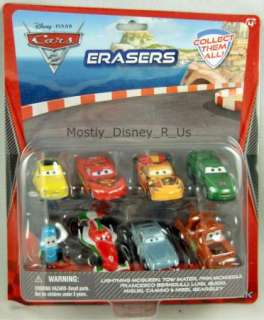 Disney Pixar CARS 2 Collectible Erasers 8 Pack Set Luigi Guido Nigel 