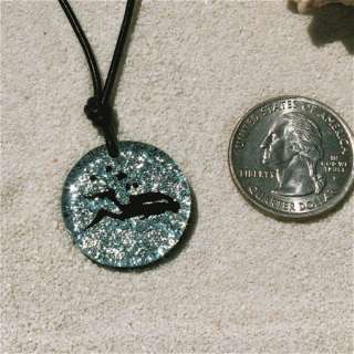 Diver Pendant Scuba Diving Jewelry Dichroic Glass Gear  