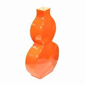  Flat Gourd Vase Orange Crackle
