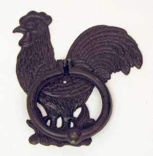 Cast Iron Rooster Door Knocker Towel Ring Holder Country Farm Wall 