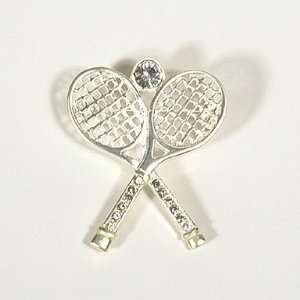  Silver Cross Racquet Brooch