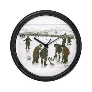  with curling print Curling Wall Clock by  