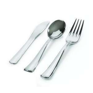 Disposable Plastic Silverware Cutlery; Flatware Combo of Silver 