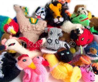 1000 ZOO ANIMALs Finger Puppets, hand knitted, PERU  