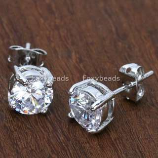 CLEAR Cubic Zirconia Zircon Earring Ear Stud 1 Pair @@  