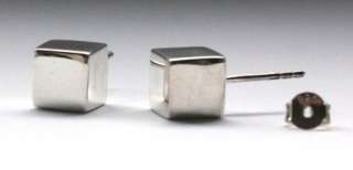   8mm LARGE CUBE SQUARE Studs Earrings PAIR for MEN WOMEN NEW  