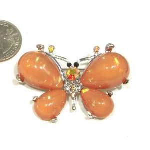   Rhinestone & Resin Buttefly Design Silver Plated Brooch Pin / Pendant