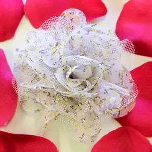  Floral Print Fabric Flower Hair Clip & Pin Brooch F10454 Beauty