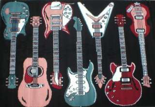 62 x 43 INCH AREA RUG w ELECTRIC GUITAR DESIGNS [2533]  