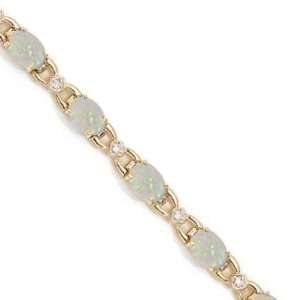  Oval Opal and Diamond Link Bracelet 14k Yellow Gold (10.26 