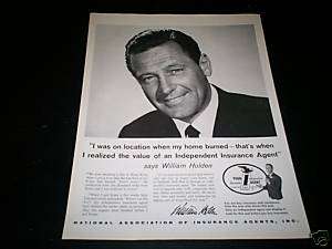 1960 National Assoc Insurance Agents William Holden Ad  
