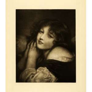  1908 Photogravure Artist Jean Baptist Greuze Girl Folded 