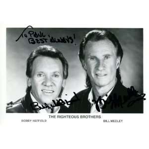  Bobby Hatfield & Bill Medley Autographed 4x6 Postcard 